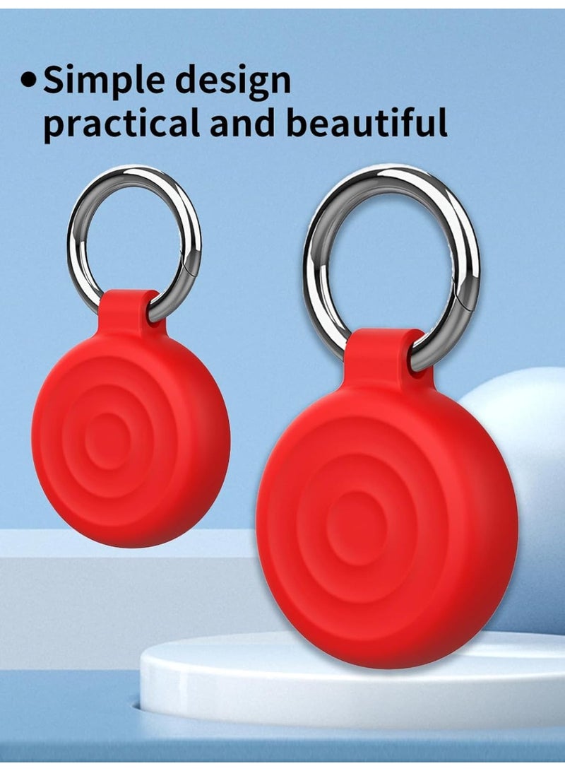 Protective Case Compatible with AirTags, Waterproof TPU Holder Case, Shockproof Anti-Scratch Cover with Keyring and Metal Catabiner, Tag Holder Protective Cover for Kids, Key, Bag, Luggage (Red D) - Image 2